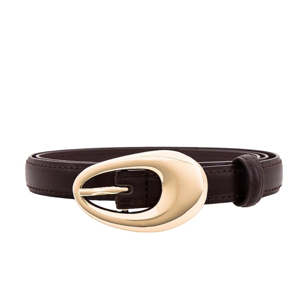 SHASHI Brown Oval Buckle Belt